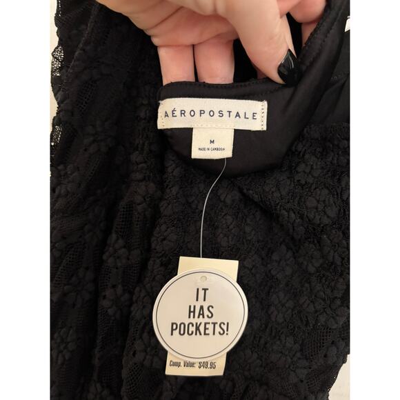 Aeropostale Dress Womens Medium Solid Sweetheart Floral Lace Babydoll NWT - Picture 5 of 8